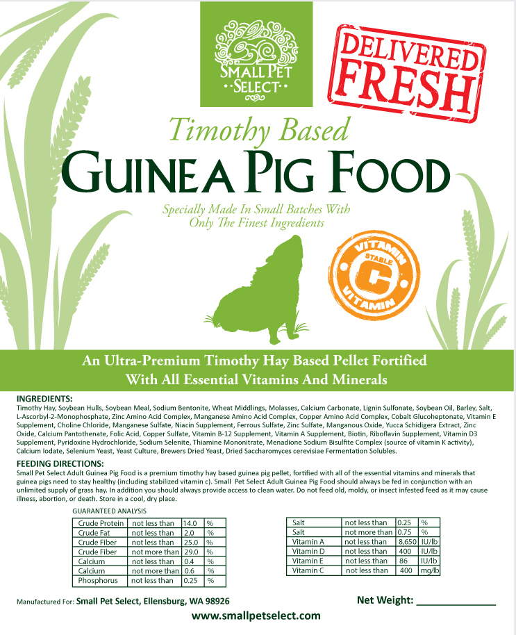 timothy hay based guinea pig pellet