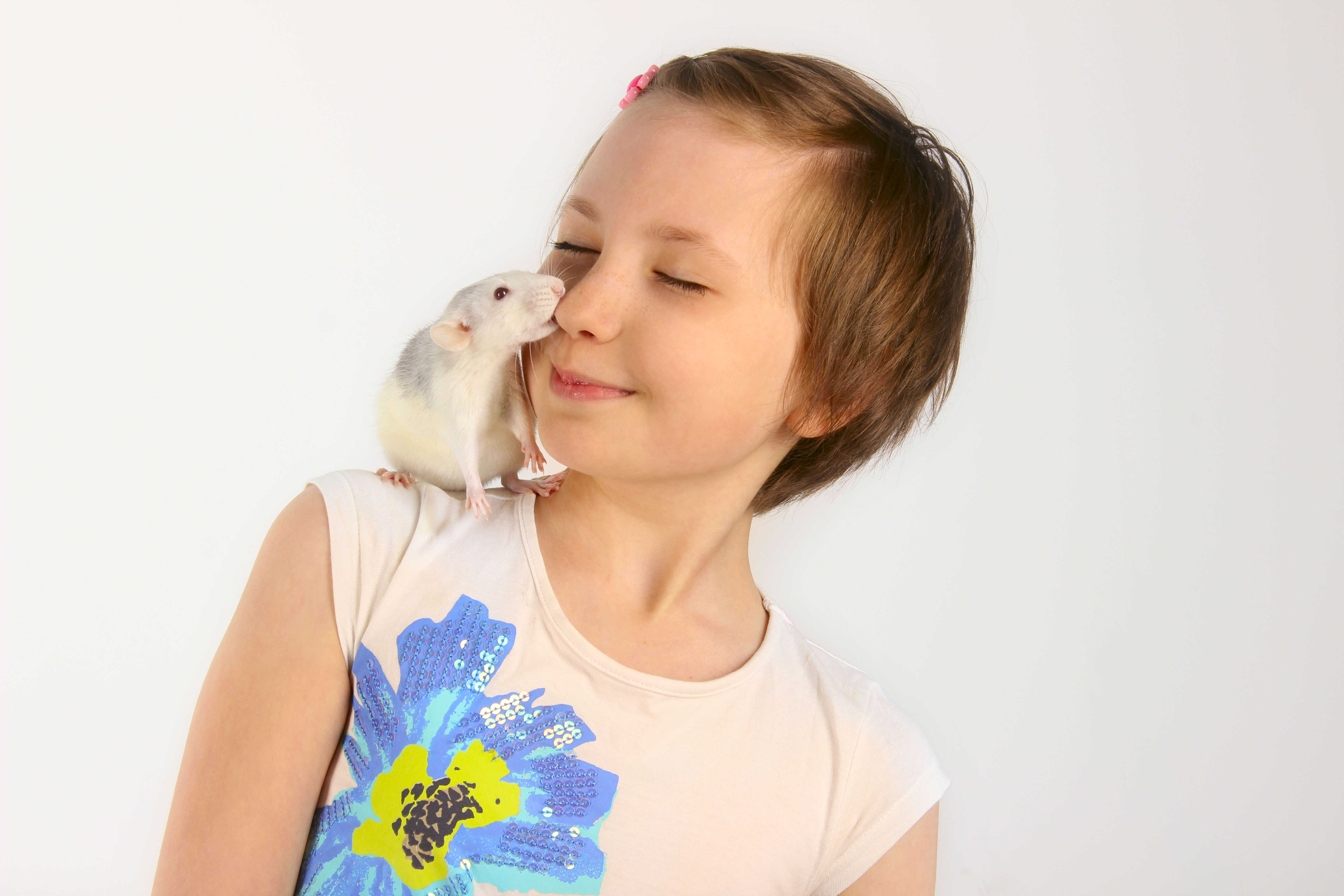 rat on child's shoulder
