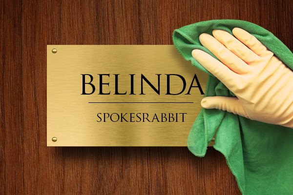 Belinda the spokesrabbit nameplate for office door