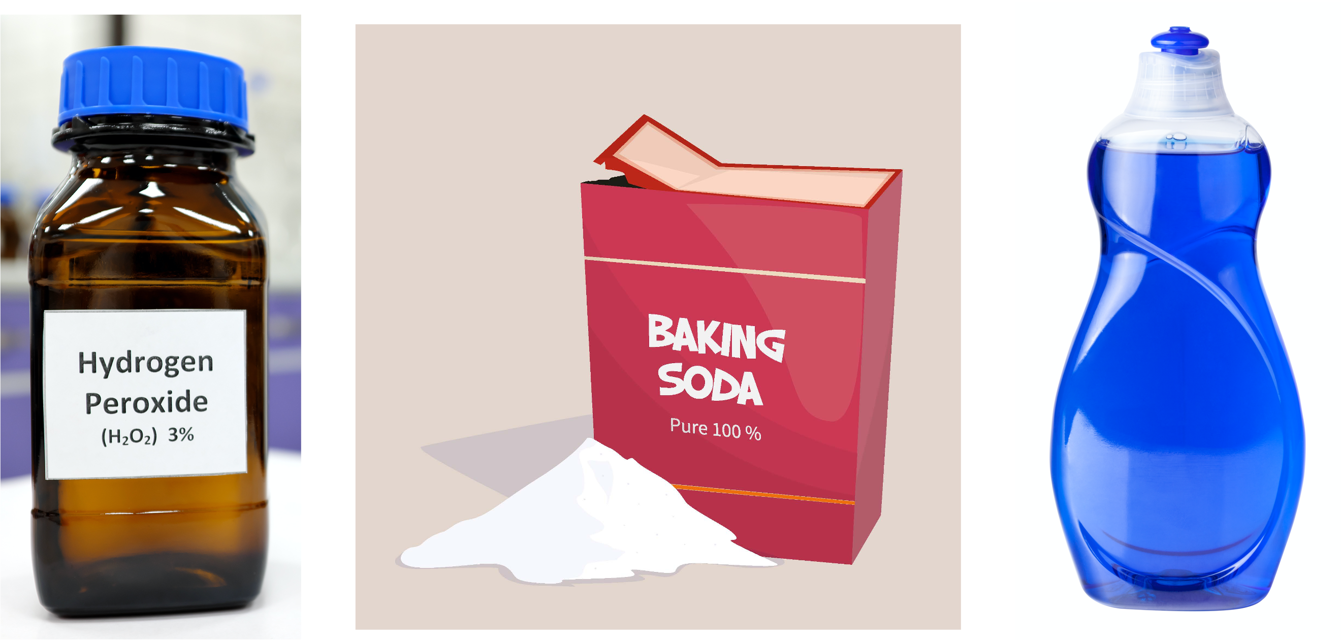 Peroxide, Baking Soda, and Dishwashing Liquid