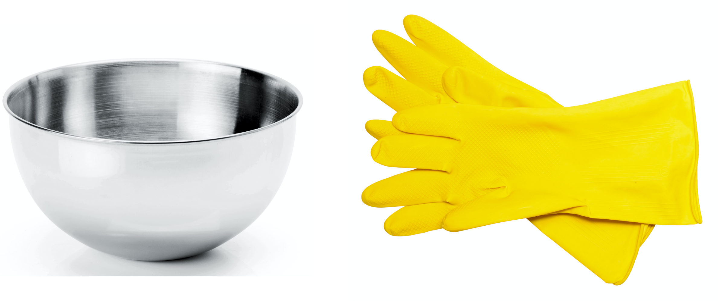 Bowl and rubber gloves