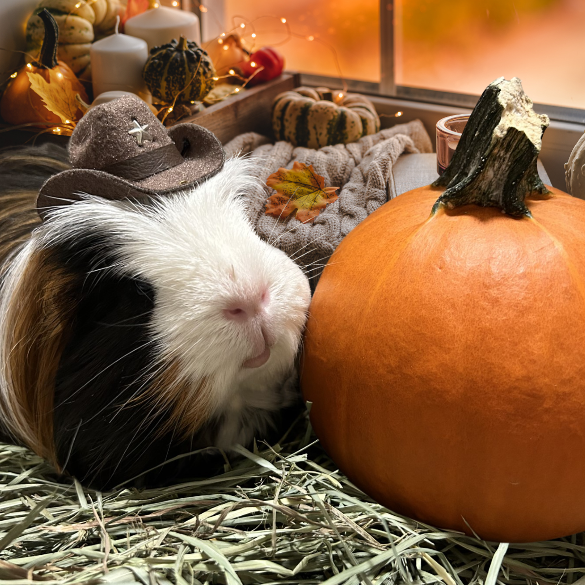 Gizmo and pumpkin